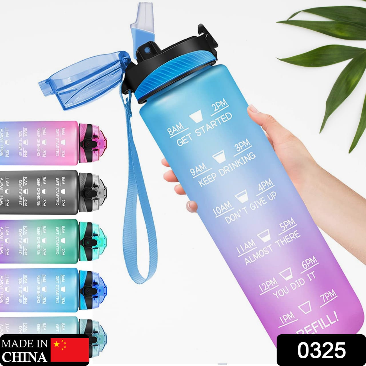 0325 Motivational Water Bottle with Straw & Time Marker, BPA-Free Tritan Portable Gym Water Bottle, Leakproof Reusable, Special Design for Your Sports Activity, Hiking, Camping DeoDap 0325 Motivational Water Bottle with Straw & Time Marker, BPA-Free Tritan Portable Gym Water Bottle, Leakproof Reusable, Special Design for Your Sports Activity, Hiking, Camping DeoDap
